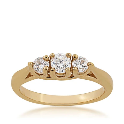1/2 ct. tw. 3-Stone Round Brilliant Diamond Anniversary Ring 14K Yellow Gold -W1828D