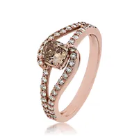 Mocha Lux 7/8 ct. tw. Cushion & White Diamond Bypass Split Shank Engagement Ring 14K Pink Gold