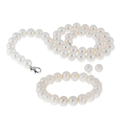 Freshwater Cultured Pearl Necklace, Bracelet & Earring Set