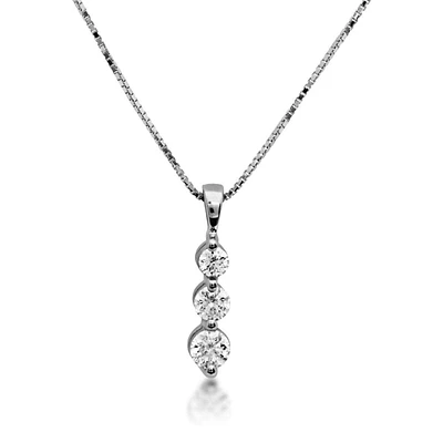1/2 ct. tw. 3-Stone Diamond Pendant in 14K White Gold