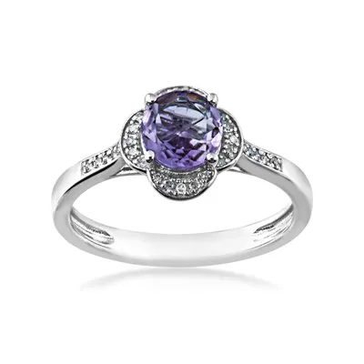 Brazilian Amethyst and 1/10 ct. tw Diamond Ring Sterling Silver - FR31084AM-DIA-SS