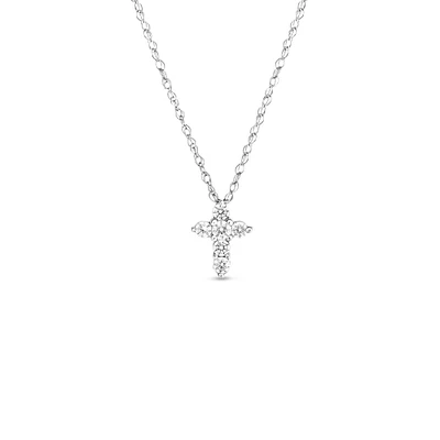 1/10 ct. tw. 6-Stone Diamond Cross Pendant in 10K Gold