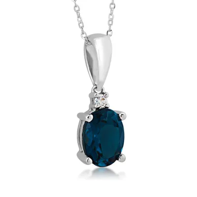 London Blue Topaz and Diamond Necklace - GJ15857P-BJ172W - 06319119