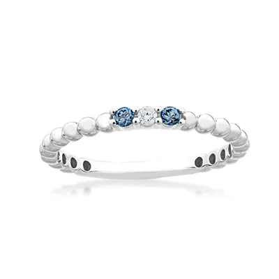 Yogo Round Sapphires and 1/20 ct. tw. Diamond Stackable Ring 10K white gold
