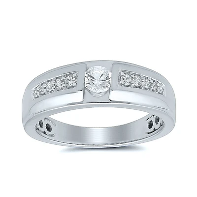 1/2 ct. tw. Men's Diamond Wedding Band 10K White Gold - 5516310500W-R8