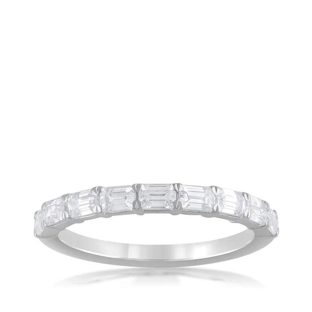 Adamante 1 ct. tw. Lab-Grown Emerald Cut 7-Stone Diamond Anniversary Band 14K White Gold