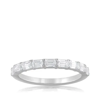 Adamante 1 ct. tw. Lab-Grown Emerald Cut 7-Stone Diamond Anniversary Band 14K White Gold