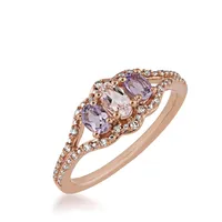 3-Stone Oval Morganite