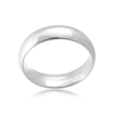 Benchmark Men's 6mm Polished Wedding Band 10K White Gold - LCF16010KW10