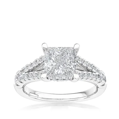 Adamante 2-3/4 ct. tw. Lab-Grown Princess Cut Diamond Split Shank Engagement Ring 14K White Gold
