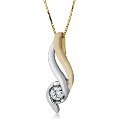 Sirena 1/5 ct. tw. Round Diamond 'Flame' Pendant in Two-Tone Gold - JSI3133TR5J-10TT