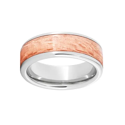 Men's 8.0mm Copper Pipe Inlay Wedding Band with Polished Finish Serinium