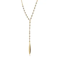 Ladies' Lariat Style Necklace with Beaded Accents in 10K Yellow Gold - TRF042795Y22@