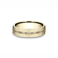 Benchmark Men's Satin Center Comfort-Fit Wedding Band 10K Yellow Gold - CF5641110KY1