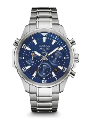 Bulova Marine Star Collection Men's 6 Hand Chronograph Watch with Calendar in a Blue Dial in Stainless Steel - 96B256