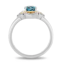 Enchanted Disney Blue Topaz and 1/7 ct. tw. Diamond Aladdin Live Action Filigree Ring Sterling Silver 10K Yellow Gold - RGO8908SY1PBTRI