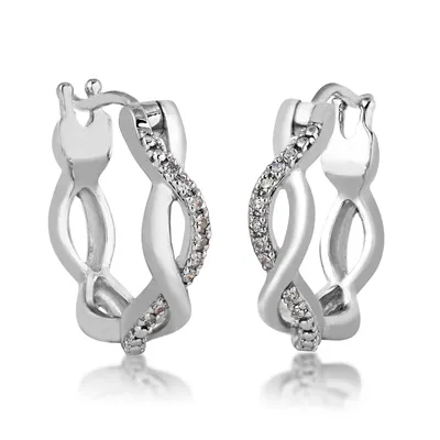 .06 ct. tw. Diamond Twist Fashion Hoop Earrings in 10K White Gold - FE30271DIA-10KW