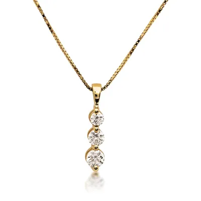 3-Stone 1/2 ct. tw. Diamond Pendant in 14K Yellow Gold