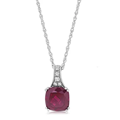 Genuine Garnet Pendant with White Sapphire Accents in Sterling Silver - P214526SSH926