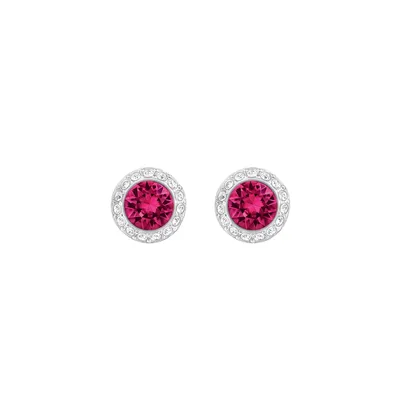 Swarovski Angelic Collection Red and White Crystal Halo Stud Earrings in Rhodium Plating - 5446022