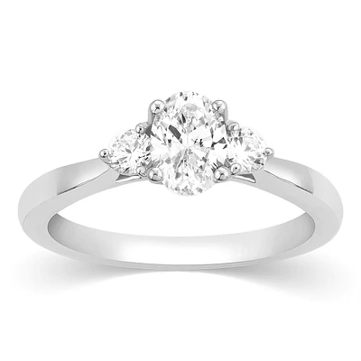 3/4 ct. tw 3 Stone Diamond Engagement Ring 14K White Gold - JRW919707G4WX-OV