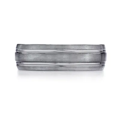 BENCHMARK Mens 7MM Tungsten Wedding Band with Satin Finished Details- CF57444TG