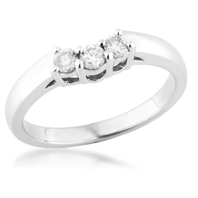 1/4 ct. tw. Round Curved 3 Stone Diamond Anniversary Ring 14K White Gold -WHW1812D