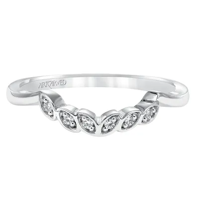 Artcarved Contemporary Diamond Accent Contoured Floral Wedding Band 14K White Gold