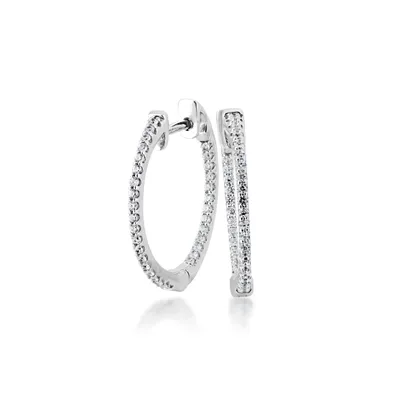 1/4 ct. tw. Ladies' Diamond Fashion Inside Out Hoop Earring in 10K White Gold