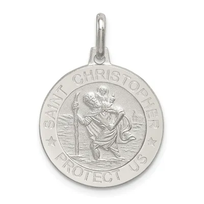 Round Saint Christopher Medal Charm in Sterling Silver - QC1982