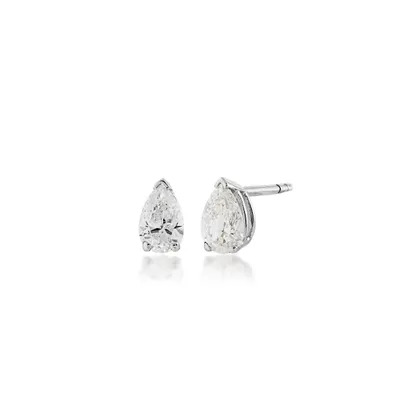 5/8 ct. tw. Pear -Shaped Diamond Solitaire Earrings in 14K White Gold - ERPS65EW