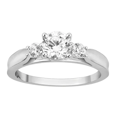 1 ct. tw. Round Brilliant 3-Stone Prong Set Engagement Ring with Split Top Shank 14K White Gold - JRD000510G4WX-14W