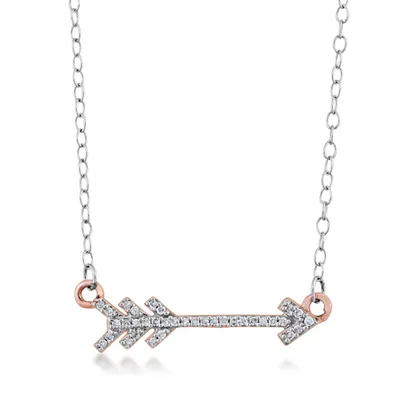 1/10 ct. tw. Diamond Arrow Necklace in 10K Pink Gold