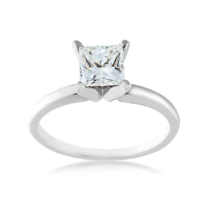 3/4 ct. tw. AAA Princess Cut Diamond Solitaire Engagement Ring 14K White Gold -WHS1875D