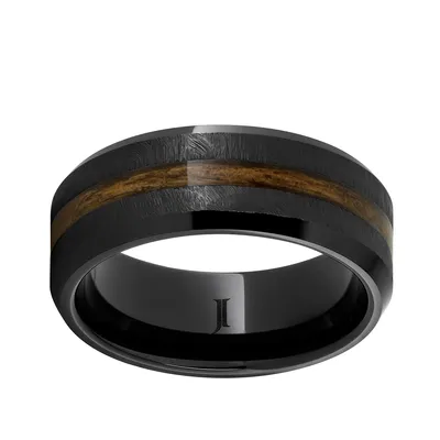 Men's 8mm Black Ceramic Wedding Band with 2mm Bourbon Grain Insert - RMCA006582-10