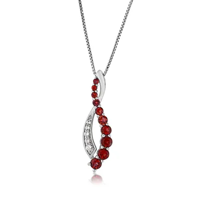 Journey Collection Created Ruby and White Sapphire Pendant in Sterling Silver - ZP7903SC98306