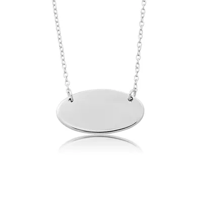 Engravable Oval Necklace in Sterling Silver