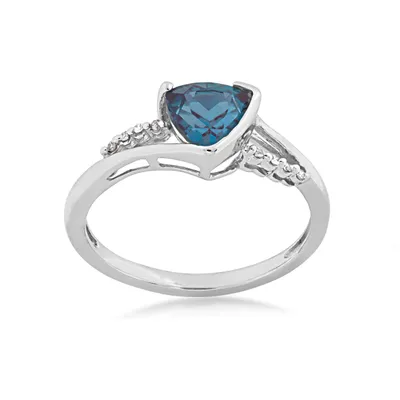 Created Trillion Cut Alexandrite & Diamond Ring 10K White Gold - RF47088CAXW