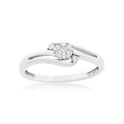 1/8 ct. tw. Round Diamond Cluster Promise Ring 10K White Gold - FR30187DIA-10KW