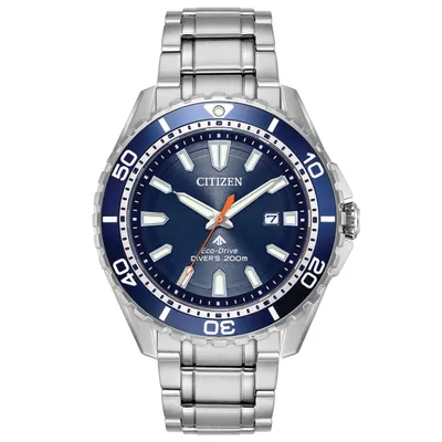 Citizen Promaster Diver Men's Watch with Azure Blue Aluminum Bezel & Dial in Stainless Steel - BN0191-55L