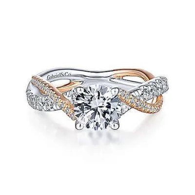 Gabriel & Co. 1/3 ct. tw. Diamond Twist Split Shank Semi-Mount Engagement Ring 14K White Pink Gold