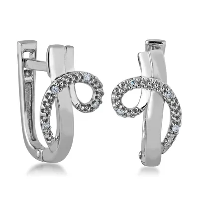 Diamond Hoop Earrings in 10K White Gold - E88457DOW