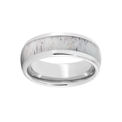 Men's 8.0mm Wedding Band with Antler-Inspired Inlay Serinium