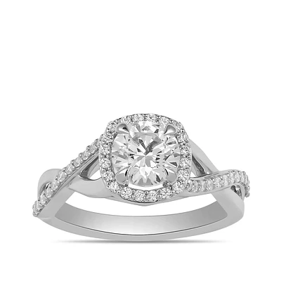 Adamante Lab-Grown Diamond Halo Twist Engagement Ring