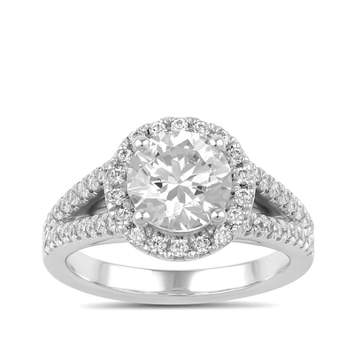 Adamante Lab-Grown Diamond Halo Split Shank Engagement Ring