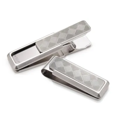 M-Clip Brushed Finish with Etched Herringbone Money Clip