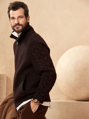 Italian Double-Knit Sweater Jacket