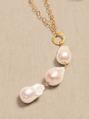 Triple Pearl Pendant Chain Necklace | Aureus + Argent