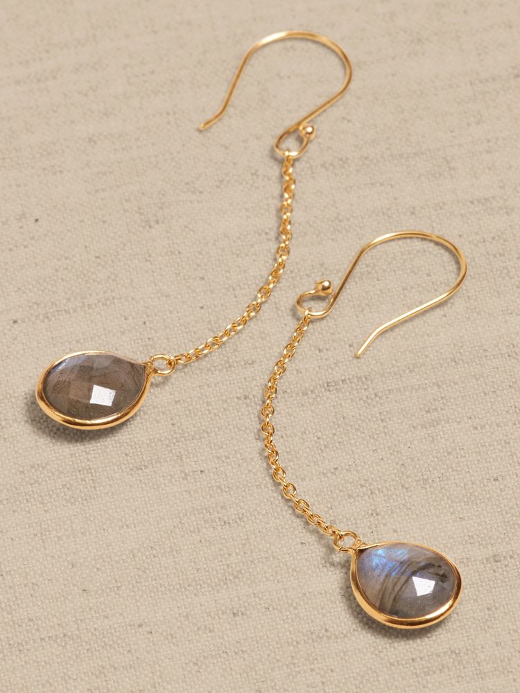 Aureus + Argent | Teardrop Gemstone Chain Earrings
