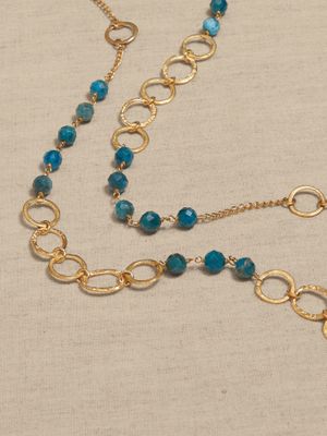 Blue Apatite & Chain Long Necklace | Aureus + Argent